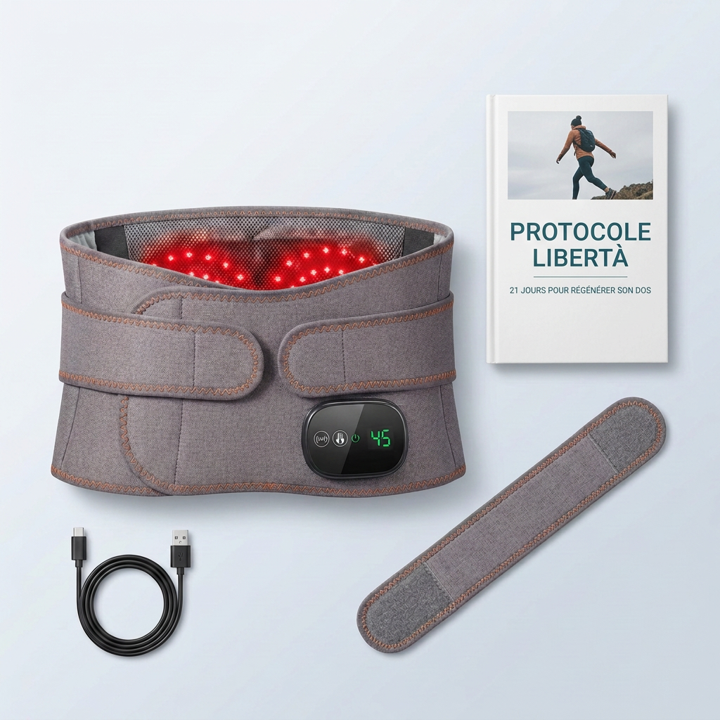 Kit complet Liberta avec ceinture, rallonge, câble USB-C et livre Protocole Liberta