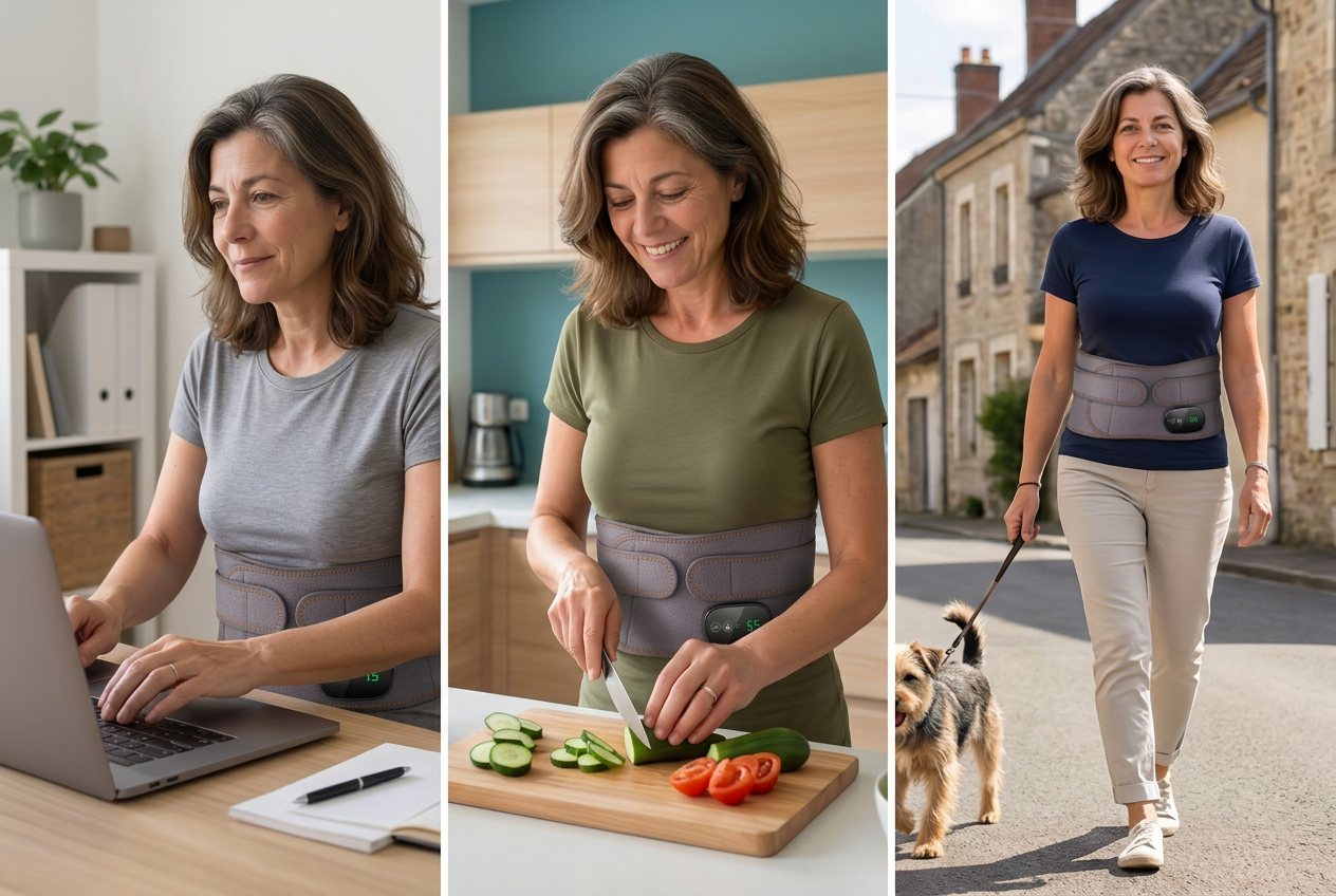 Liberta utilisée au bureau, en cuisine et pendant une promenade