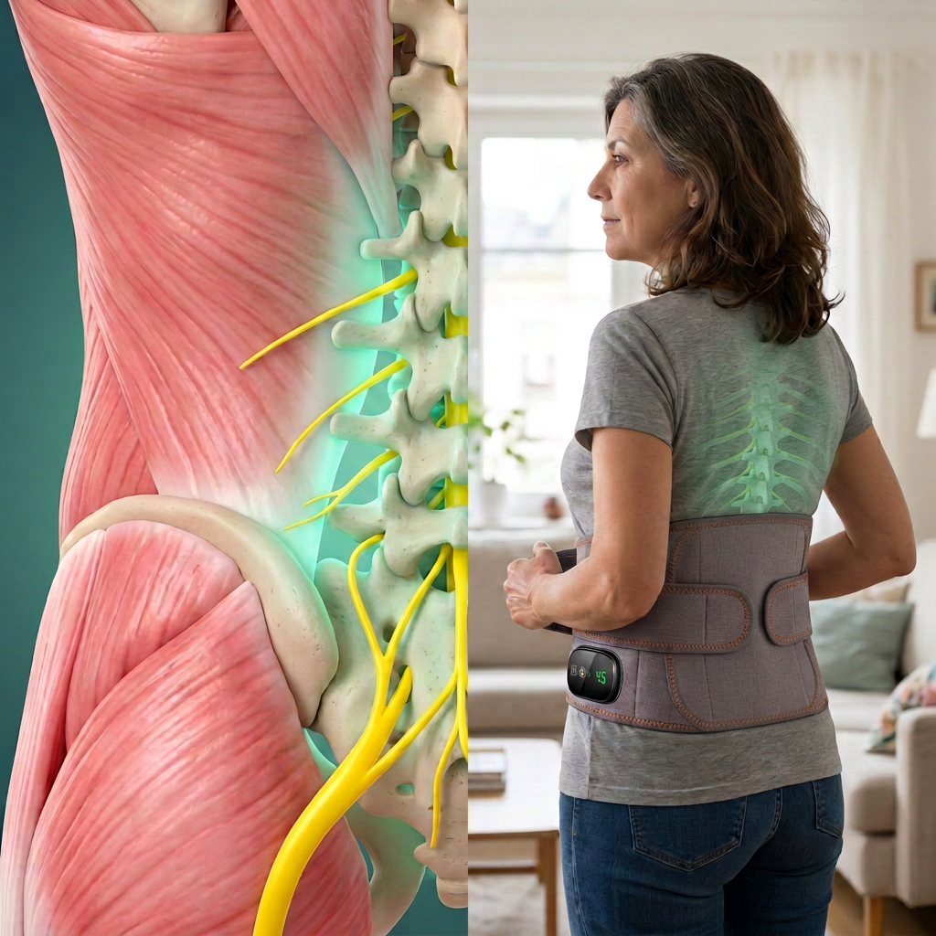 Anatomie lombaire saine et Liberta portée autour de la taille