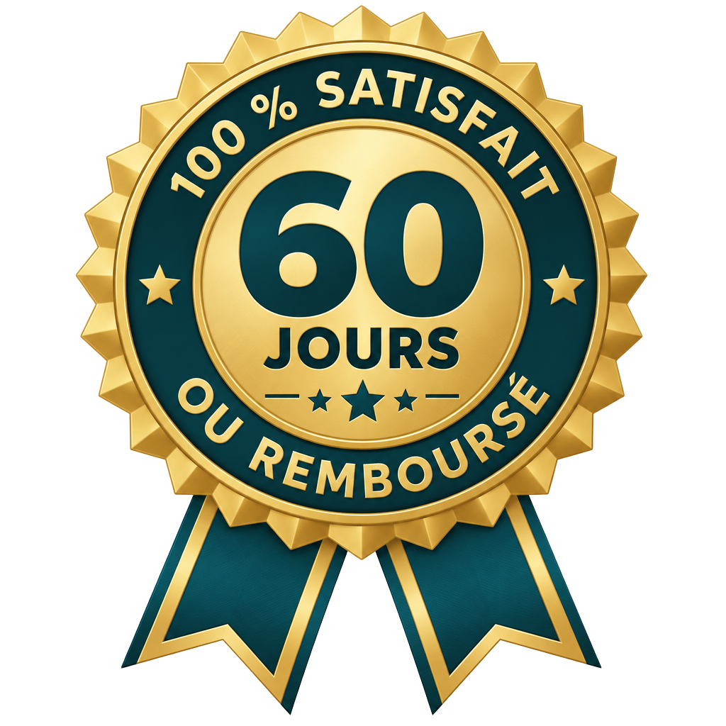 Garantie 100 % satisfait ou remboursé 60 jours