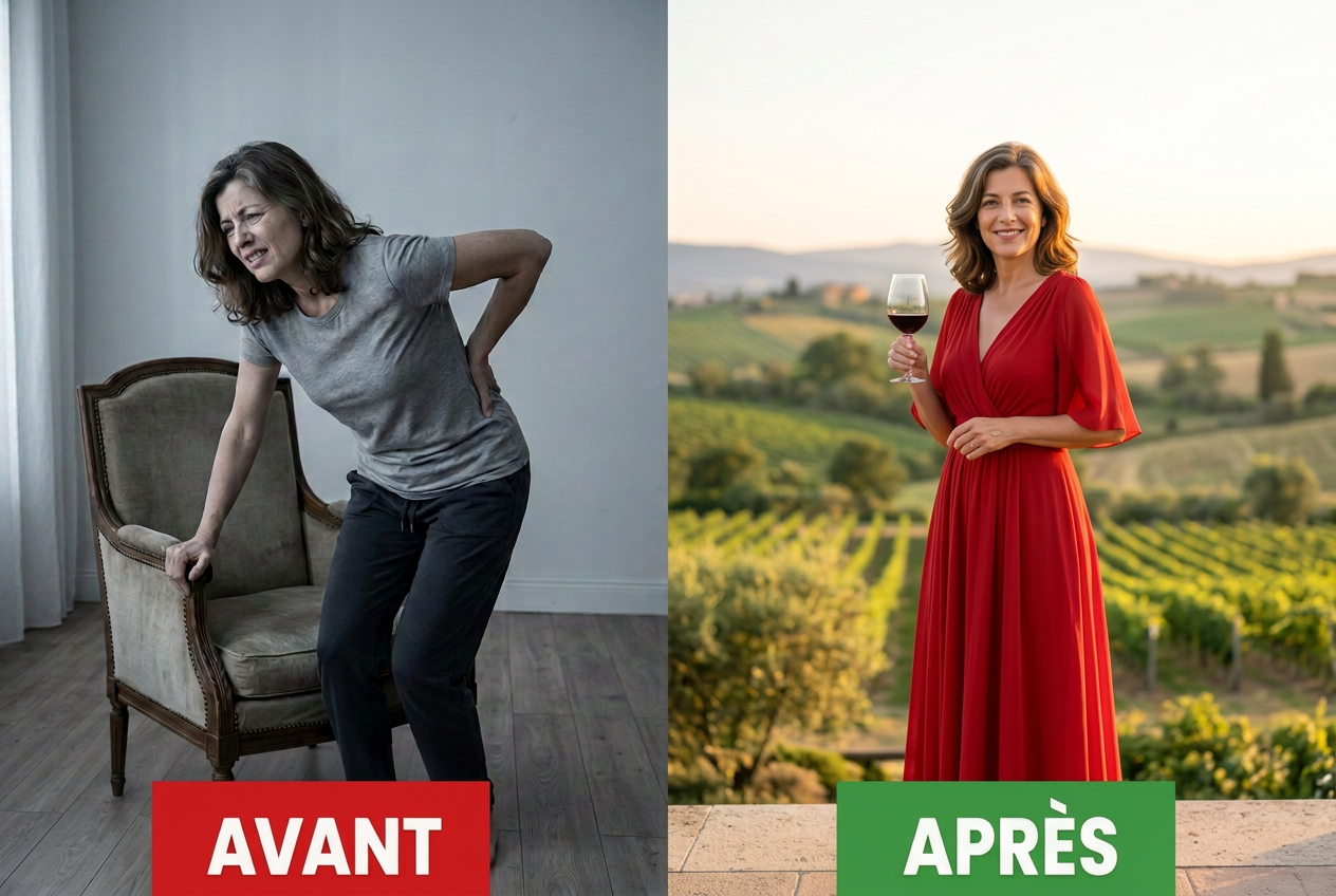 Nathalie se relevant difficilement puis profitant pleinement de sa vie
